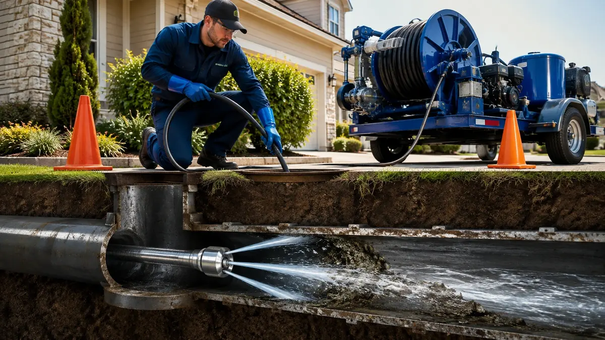 Main Sewer Line Hydro Jet Cleaning in North Fork